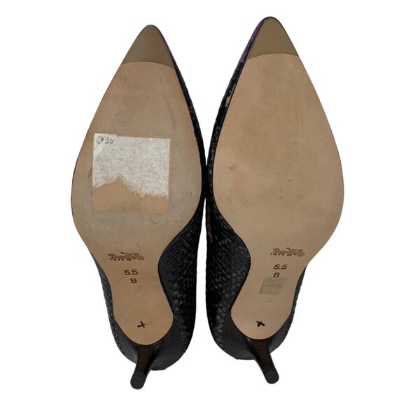 COACH Lacey Pumps Snake Skin Purple Black 2.5 Heel Leather Women's SZ 5.5B EUC - Picture 7 of 10